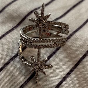 Silver jeweled ring made with Swarovski crystals